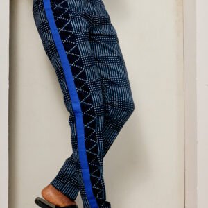 Straight pants with aso oke